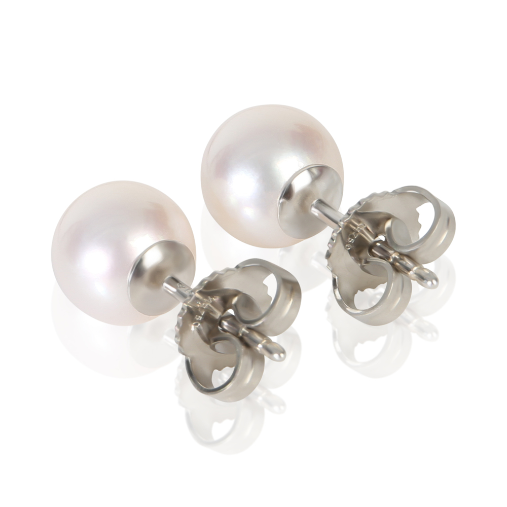 Tiffany & Co. White Gold Pearl Signature Earrings - Picture 3 of 4